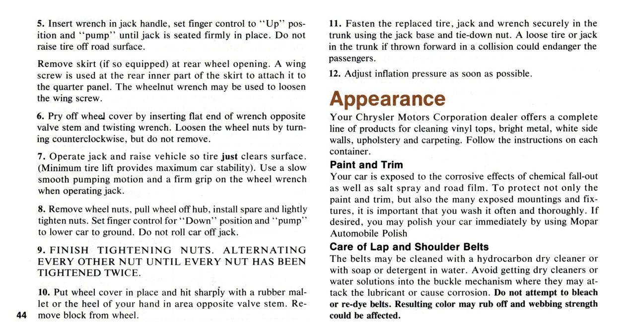 1976 Chrysler Owners Manual Page 69